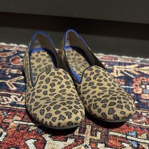 Rothy's Leopard Print Loafers with Blue Trim
